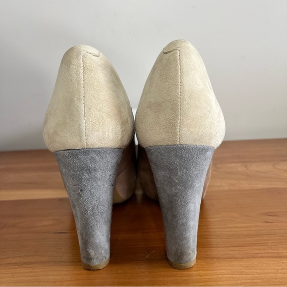 Womens Hush Puppies Suede Retro Platform Block Heel Pumps Colorblock Size 9M - Picture 5 of 8